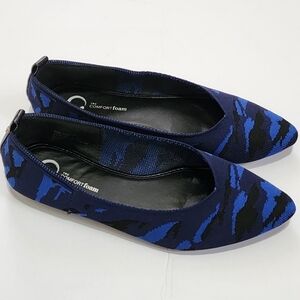Journee Collection Womens Karise Ballet Flats Blue/Black Slip On Shoes, sz 6.5